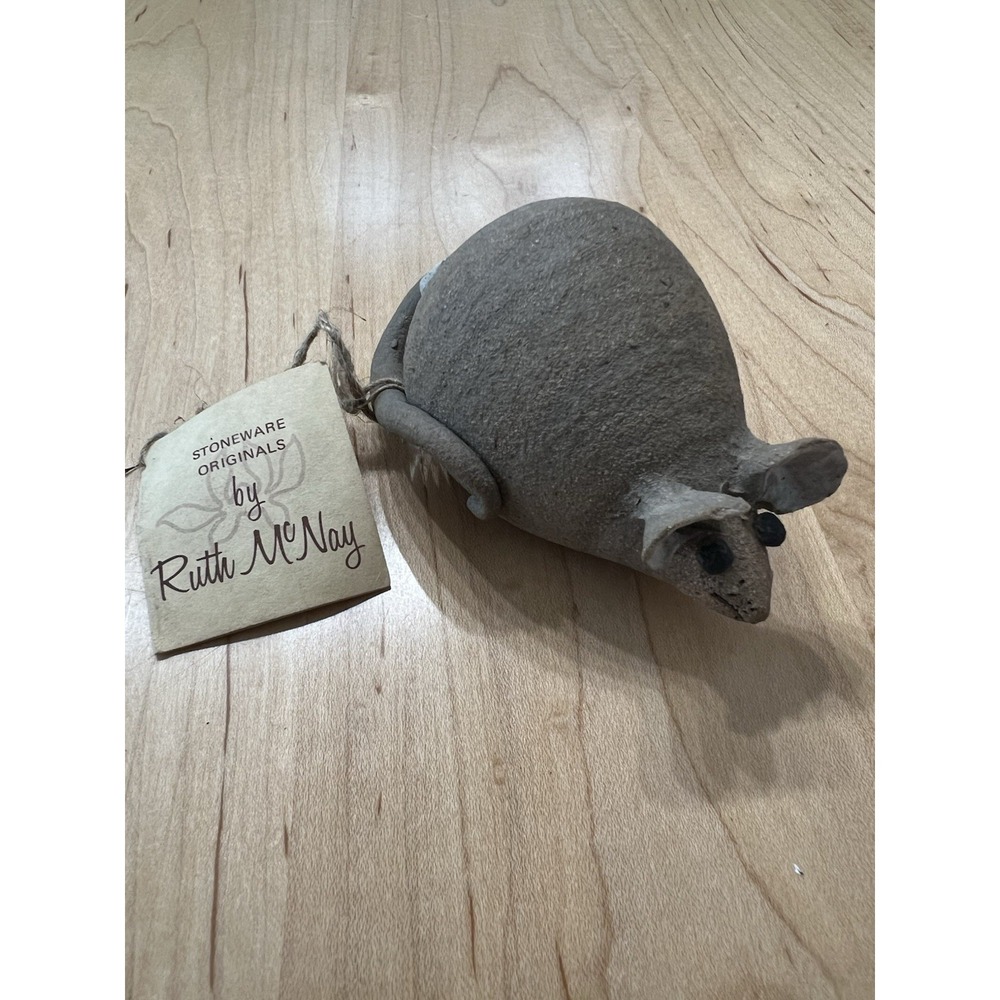 Ruth McNay Pottery Stoneware Signed Mouse Originals Bow Mice Rare Gray Figurine